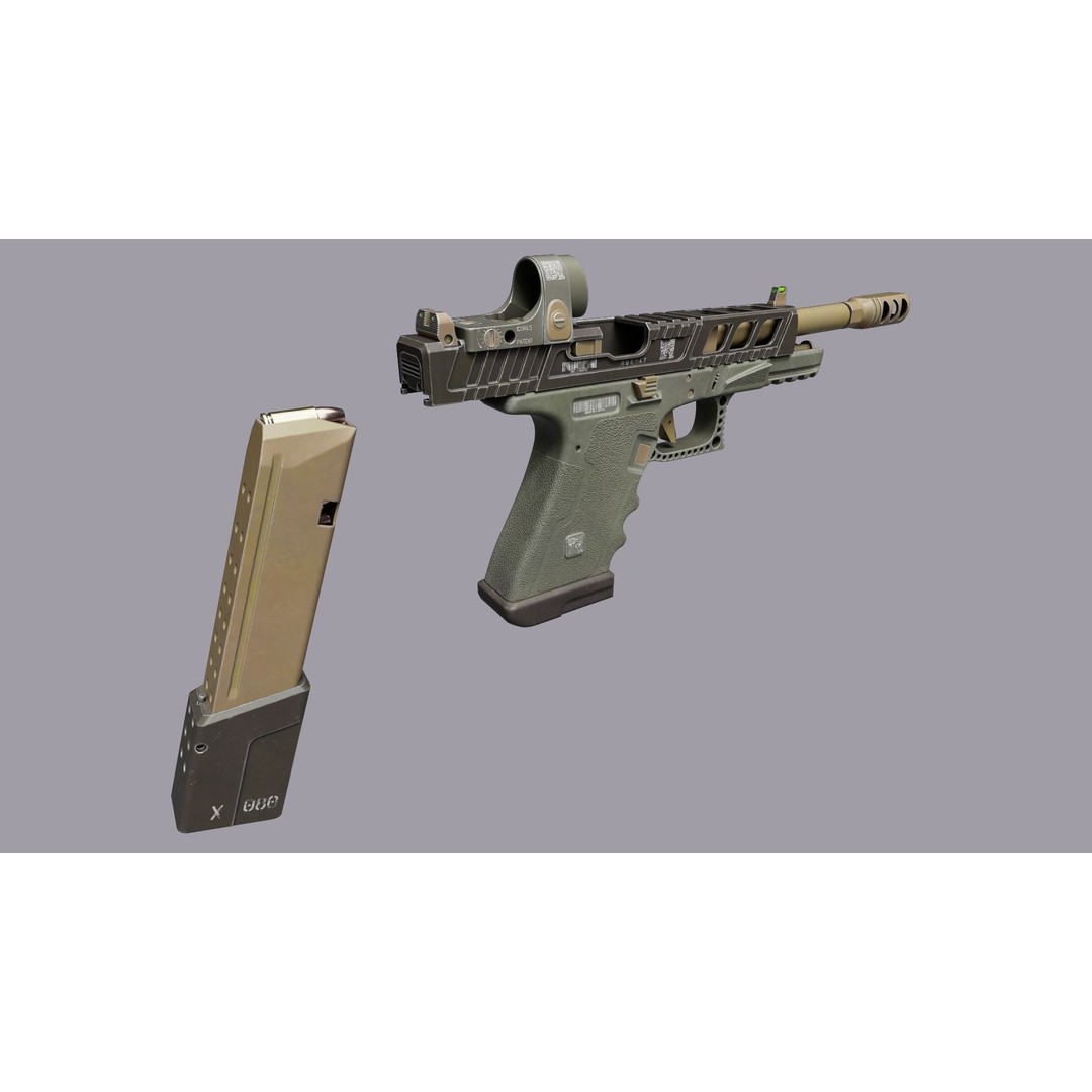 Glock 34 3D Model – Low Poly Game Asset, FBX, PBR Textures - View 8