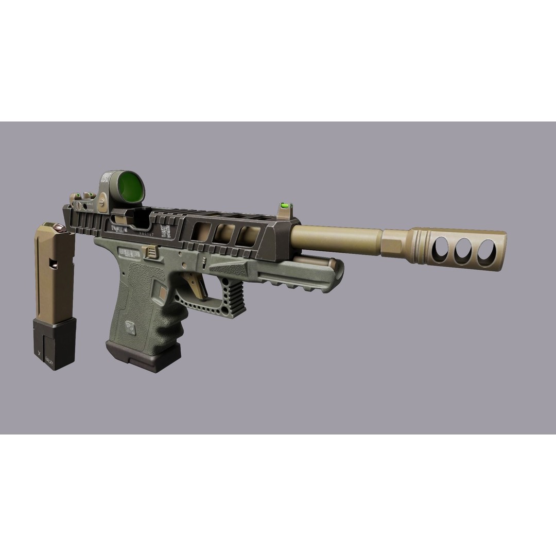 Glock 34 3D Model – Low Poly Game Asset, FBX, PBR Textures - View 9