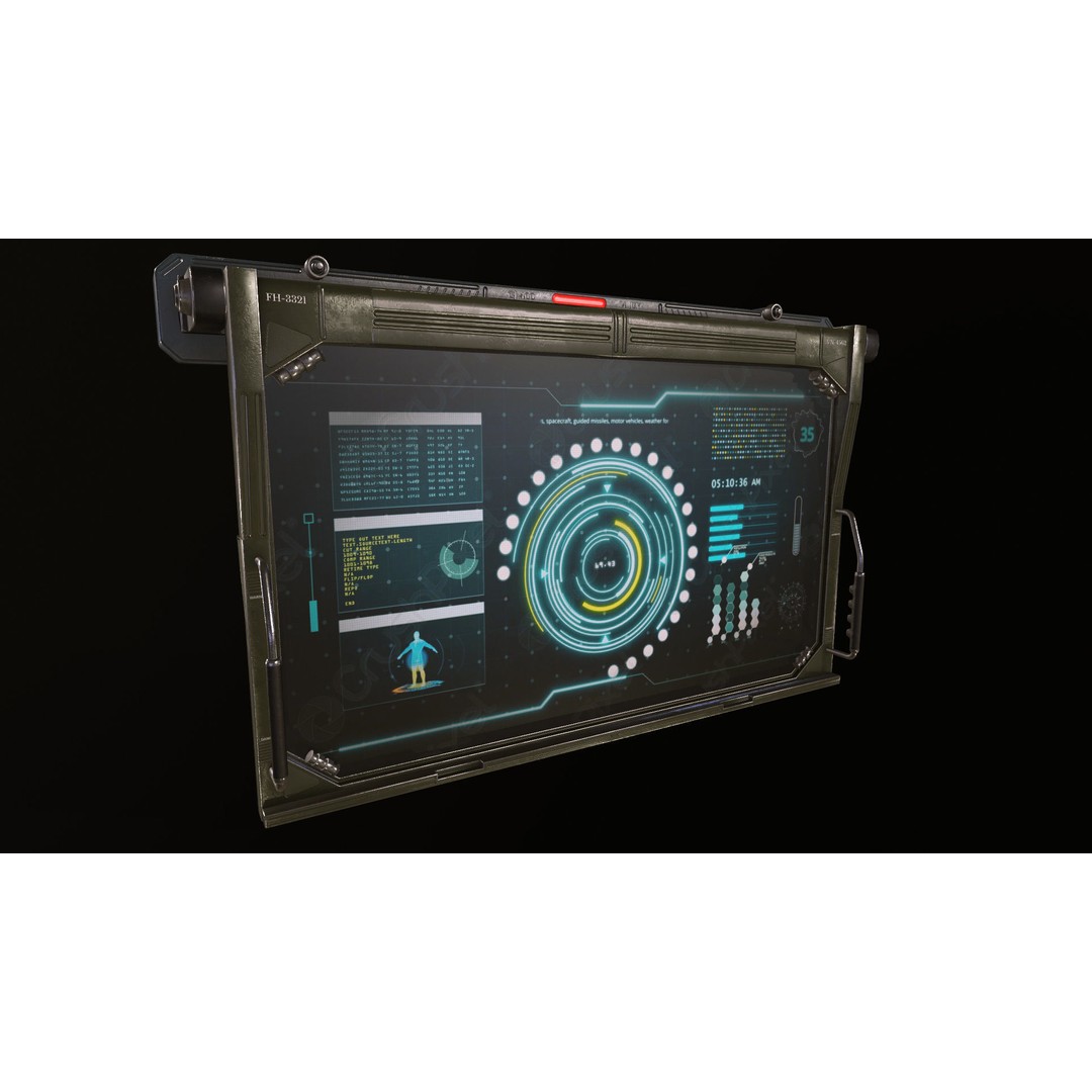 Control Panel Screen 3D Model – Low Poly PBR Game Asset, FBX, OBJ - View 8