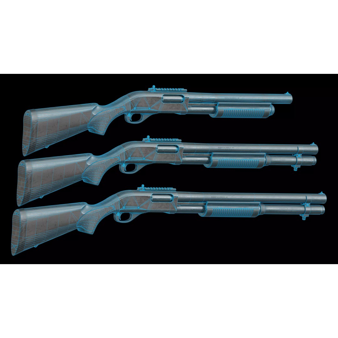 Remington 870 Shotgun 3D Model – Low Poly Game Asset, FBX, PBR