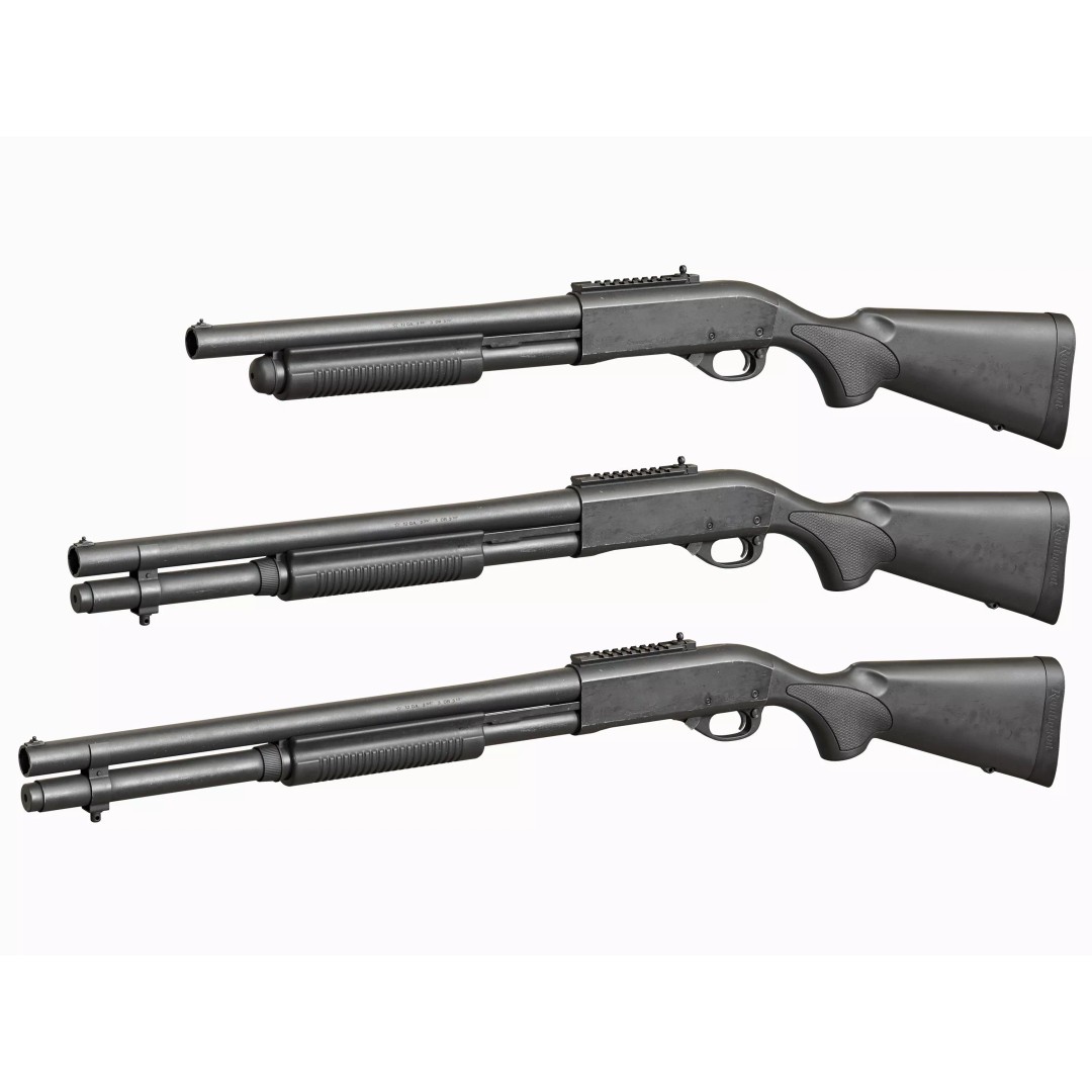 Remington 870 Shotgun 3D Model – Low Poly Game Asset, FBX, PBR - View 2