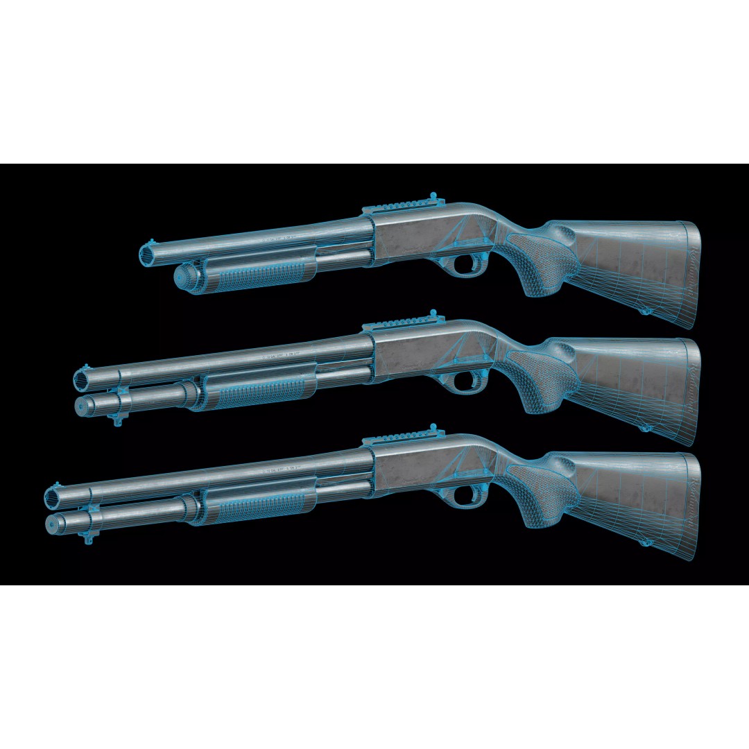 Remington 870 Shotgun 3D Model – Low Poly Game Asset, FBX, PBR - View 20