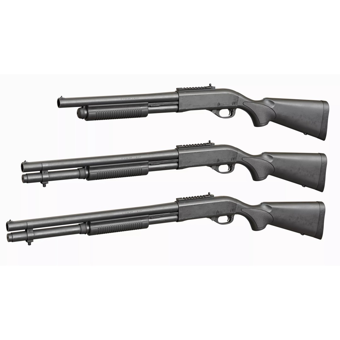 Remington 870 Shotgun 3D Model – Low Poly Game Asset, FBX, PBR - View 3
