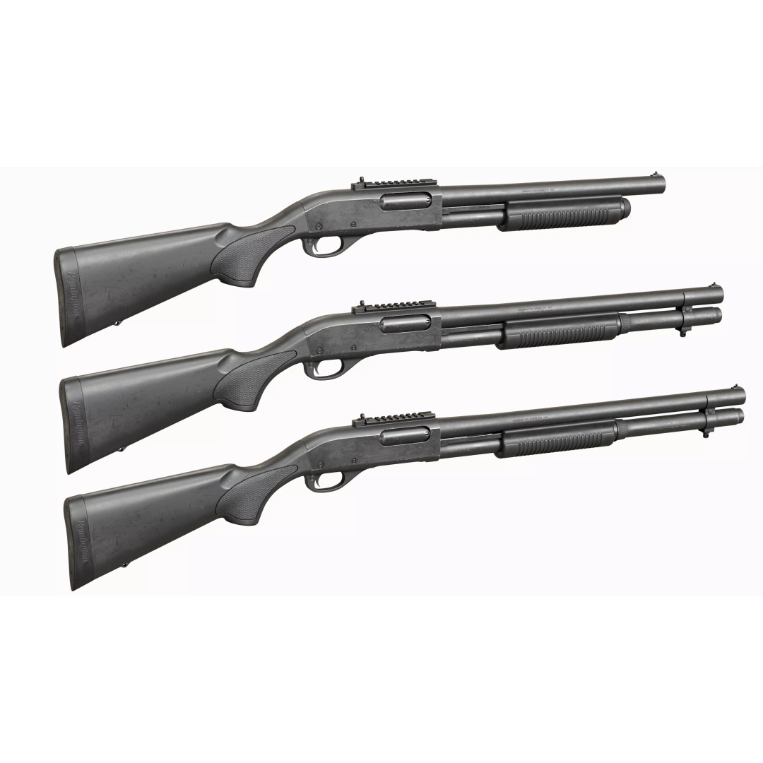 Remington 870 Shotgun 3D Model – Low Poly Game Asset, FBX, PBR - View 4