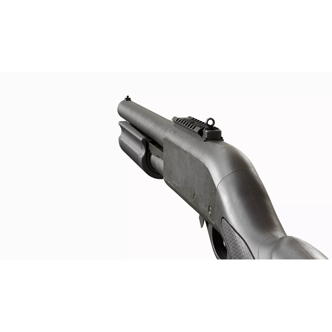 Remington 870 Shotgun 3D Model – Low Poly Game Asset, FBX, PBR - View 7