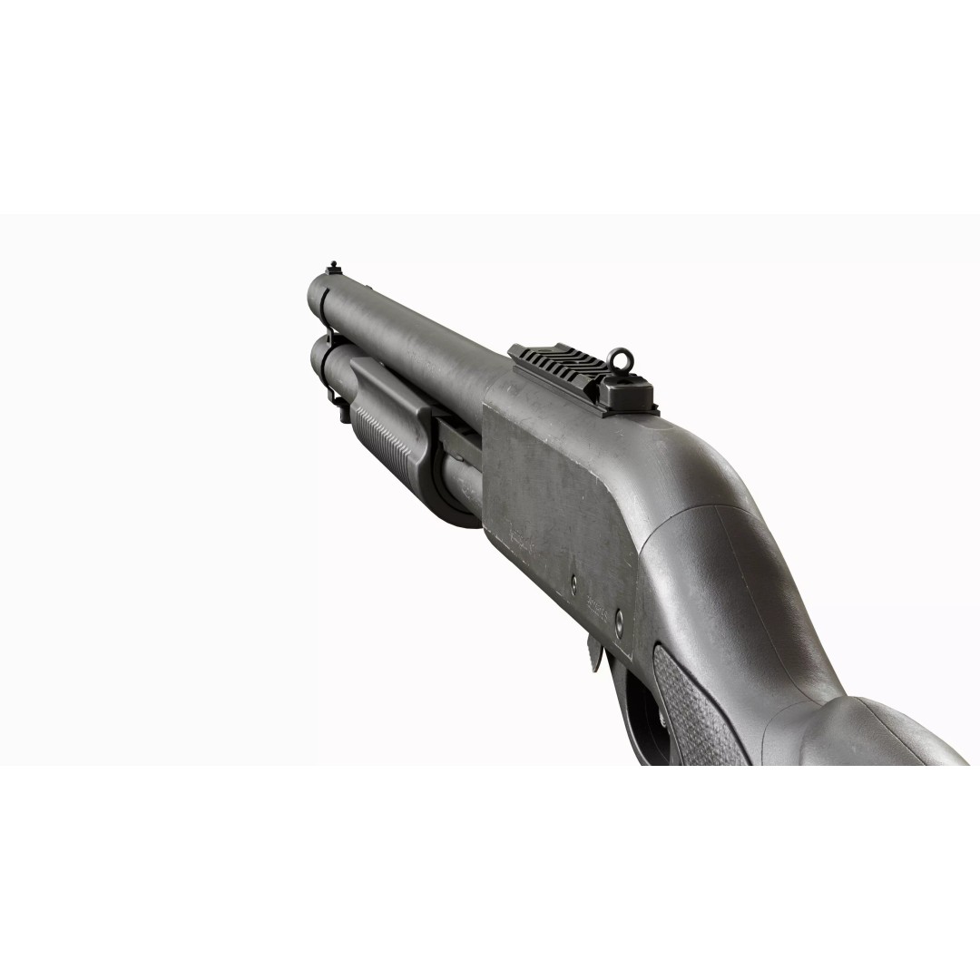 Remington 870 Shotgun 3D Model – Low Poly Game Asset, FBX, PBR - View 9