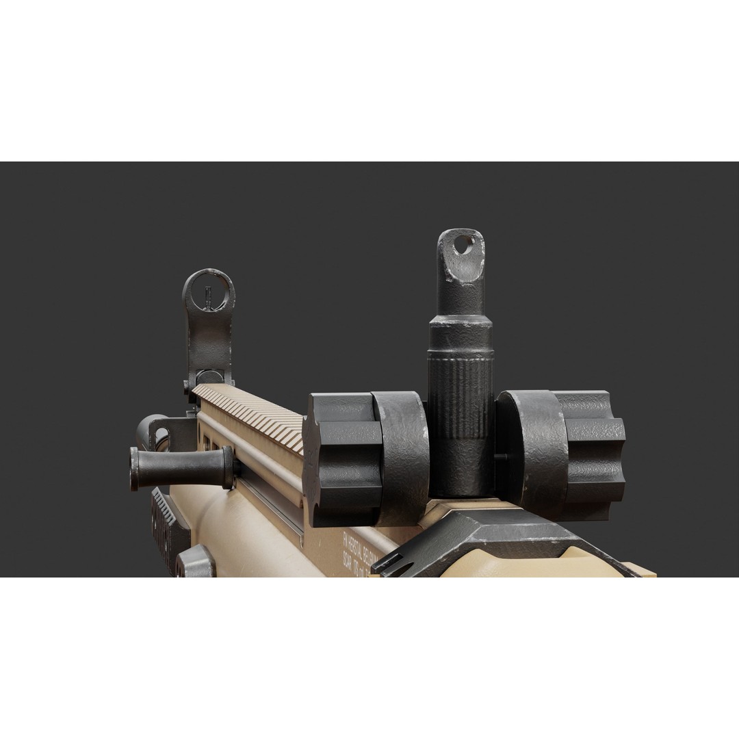 FN Scar H 3D Model – Low Poly Game Ready Rifle with PBR Textures