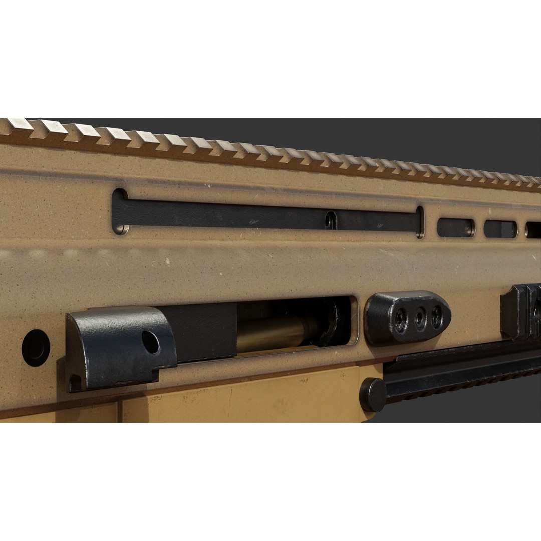 FN Scar H 3D Model – Low Poly Game Ready Rifle with PBR Textures - View 11