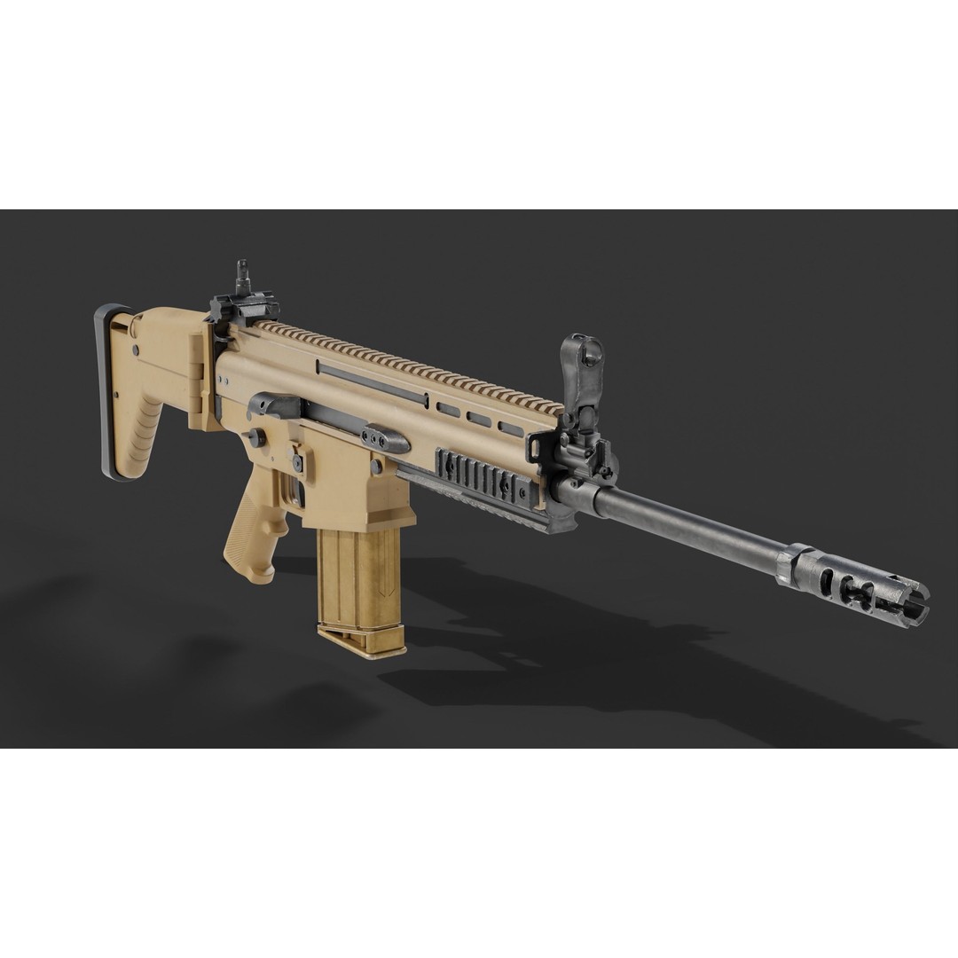 FN Scar H 3D Model – Low Poly Game Ready Rifle with PBR Textures - View 13