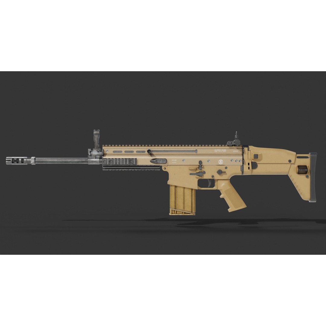 FN Scar H 3D Model – Low Poly Game Ready Rifle with PBR Textures - View 14