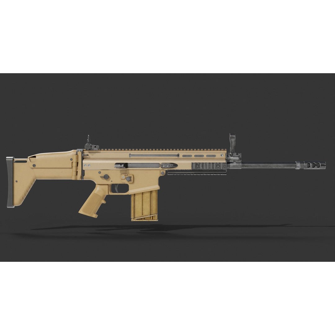 FN Scar H 3D Model – Low Poly Game Ready Rifle with PBR Textures - View 15