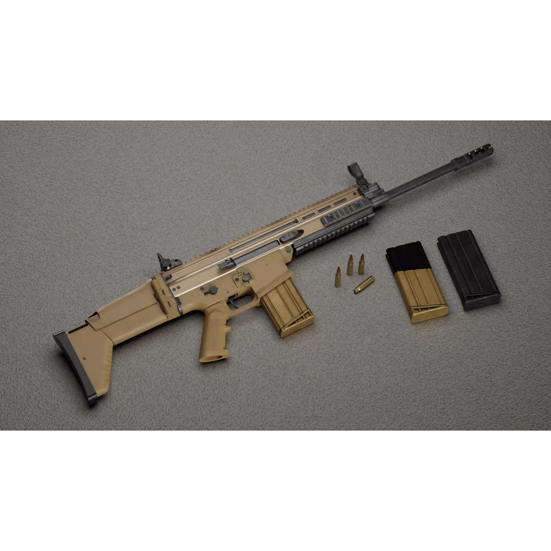 FN Scar H 3D Model – Low Poly Game Ready Rifle with PBR Textures - View 2