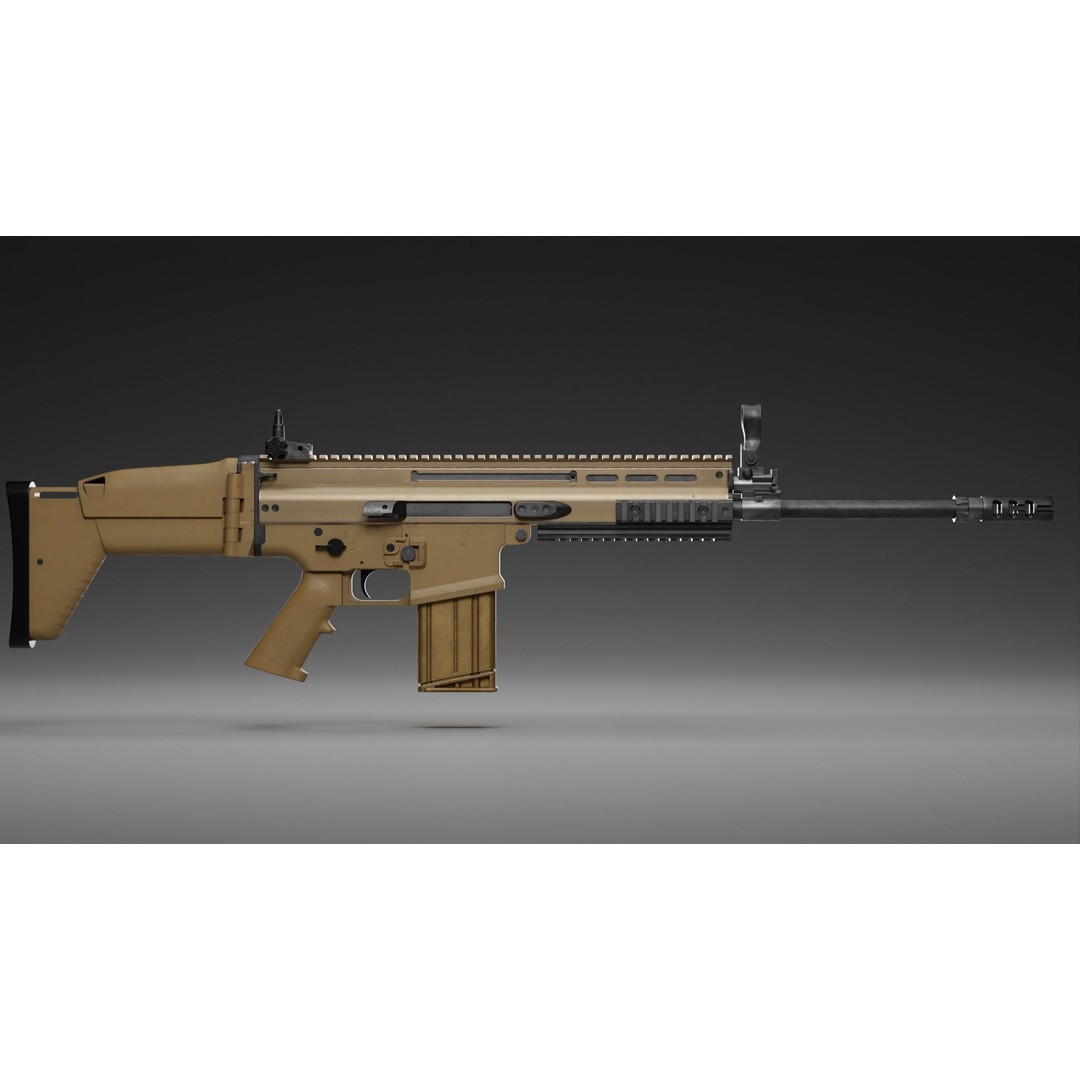 FN Scar H 3D Model – Low Poly Game Ready Rifle with PBR Textures - View 3