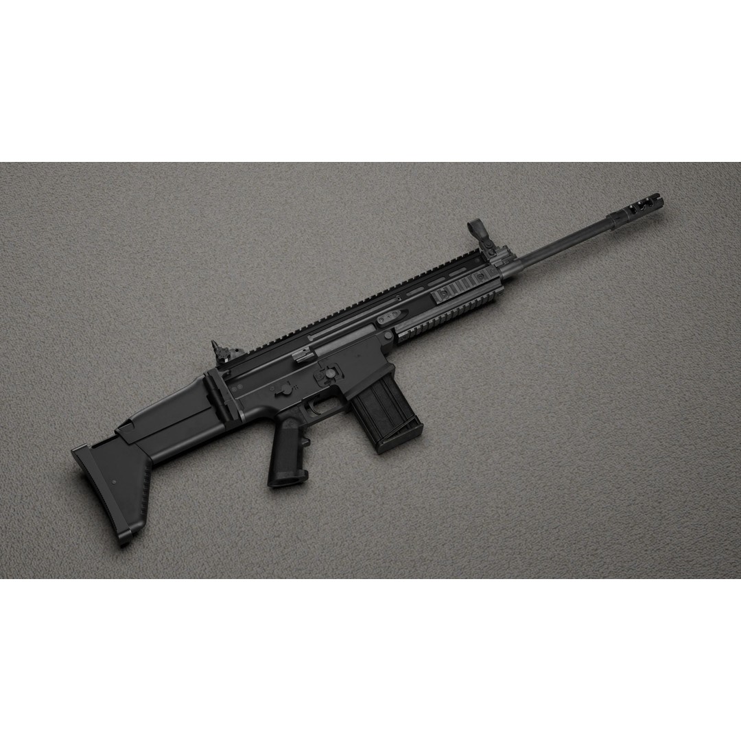 FN Scar H 3D Model – Low Poly Game Ready Rifle with PBR Textures - View 5