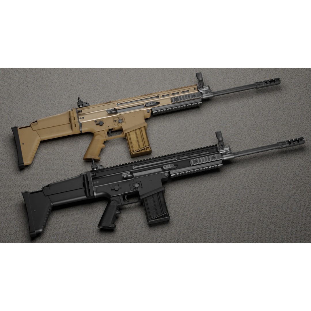FN Scar H 3D Model – Low Poly Game Ready Rifle with PBR Textures - View 6