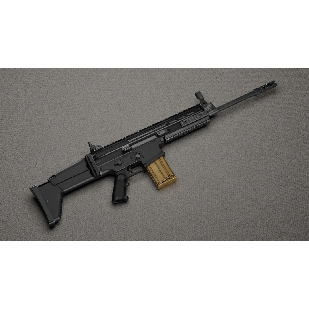 FN Scar H 3D Model – Low Poly Game Ready Rifle with PBR Textures - View 7