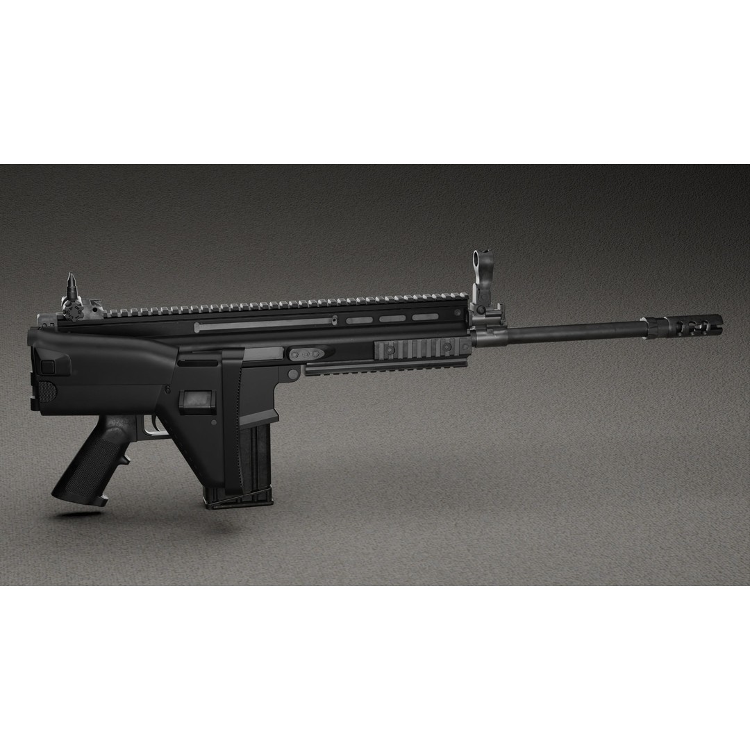 FN Scar H 3D Model – Low Poly Game Ready Rifle with PBR Textures - View 8