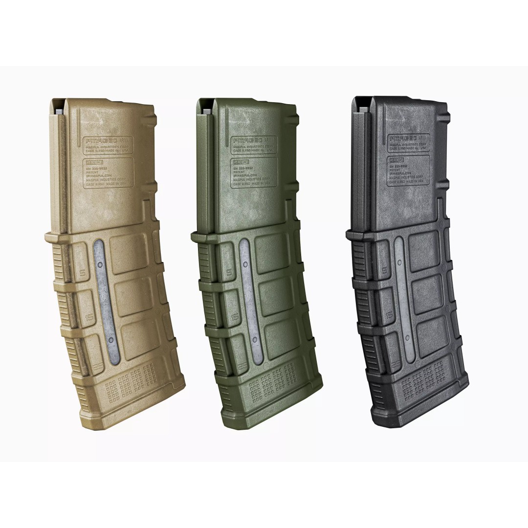 Magpul PMAG 30-Round Magazine 3D Model – Low Poly Game Asset, FBX - View 2