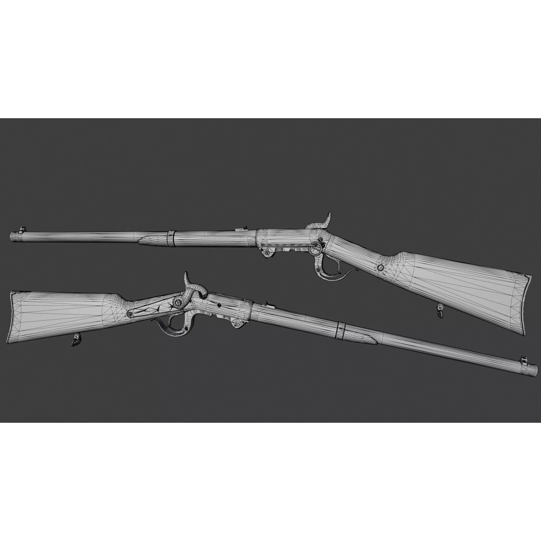 Burnside Carbine 3D Model – Low Poly Rigged Game Asset, FBX