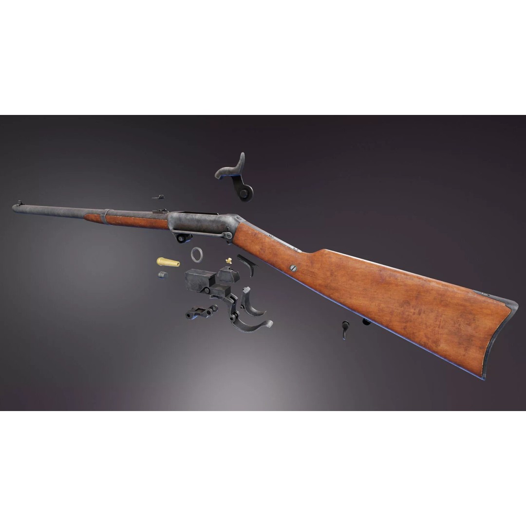 Burnside Carbine 3D Model – Low Poly Rigged Game Asset, FBX - View 10
