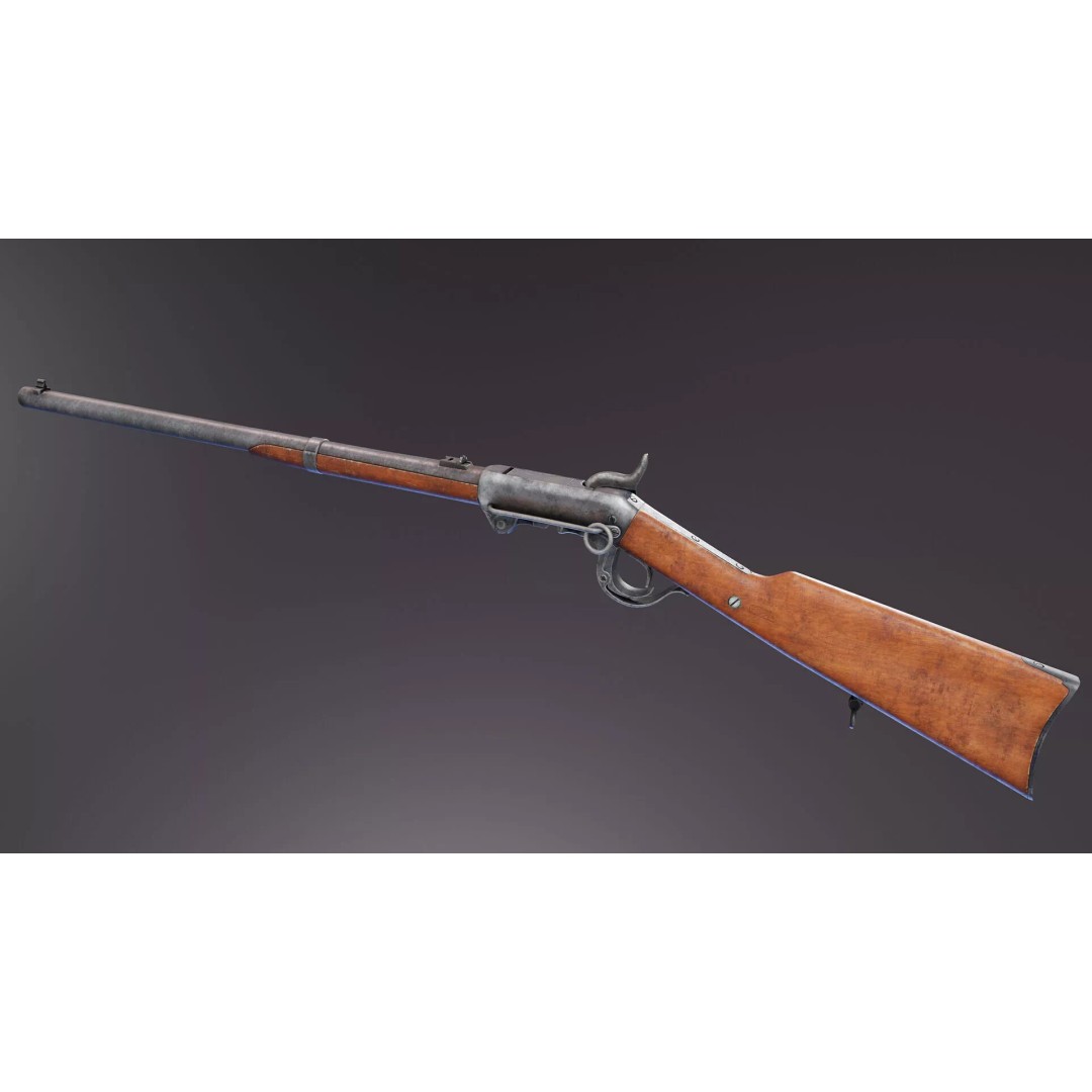 Burnside Carbine 3D Model – Low Poly Rigged Game Asset, FBX - View 2