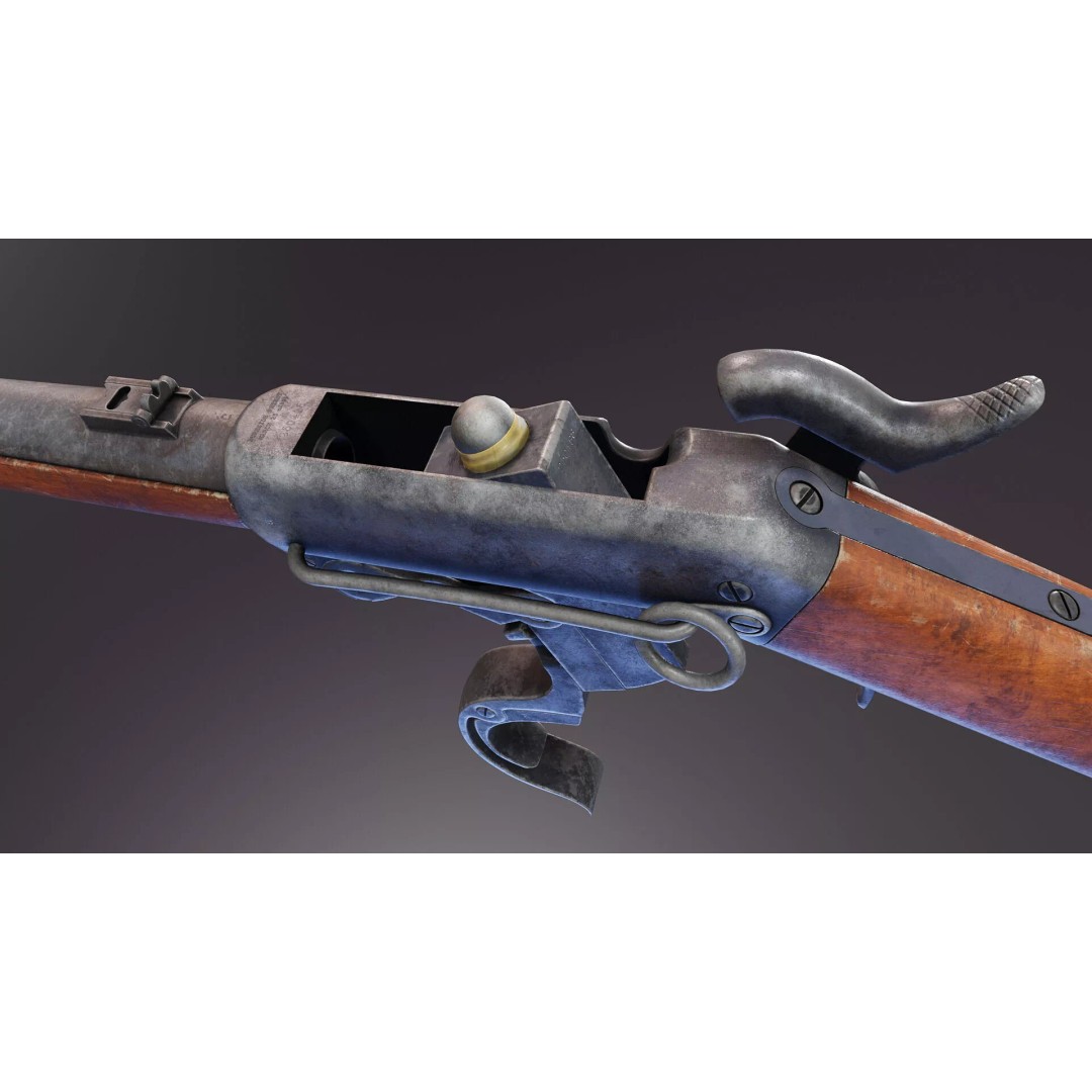 Burnside Carbine 3D Model – Low Poly Rigged Game Asset, FBX - View 5