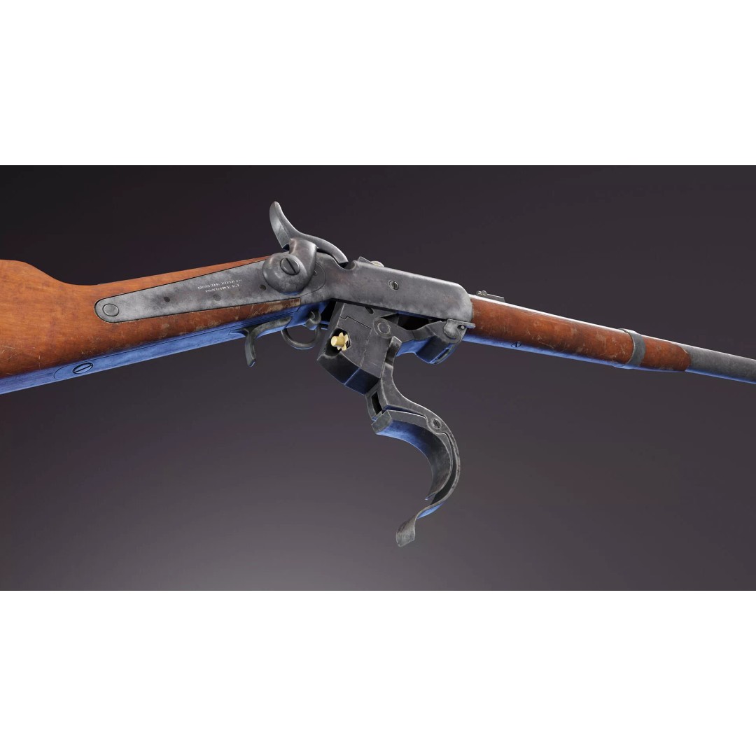 Burnside Carbine 3D Model – Low Poly Rigged Game Asset, FBX - View 6