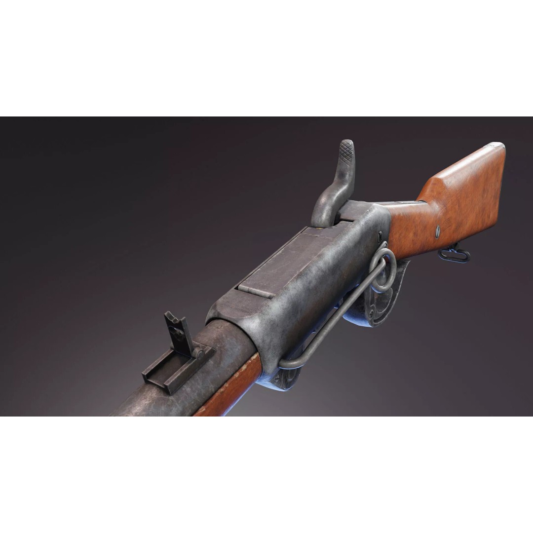Burnside Carbine 3D Model – Low Poly Rigged Game Asset, FBX - View 7