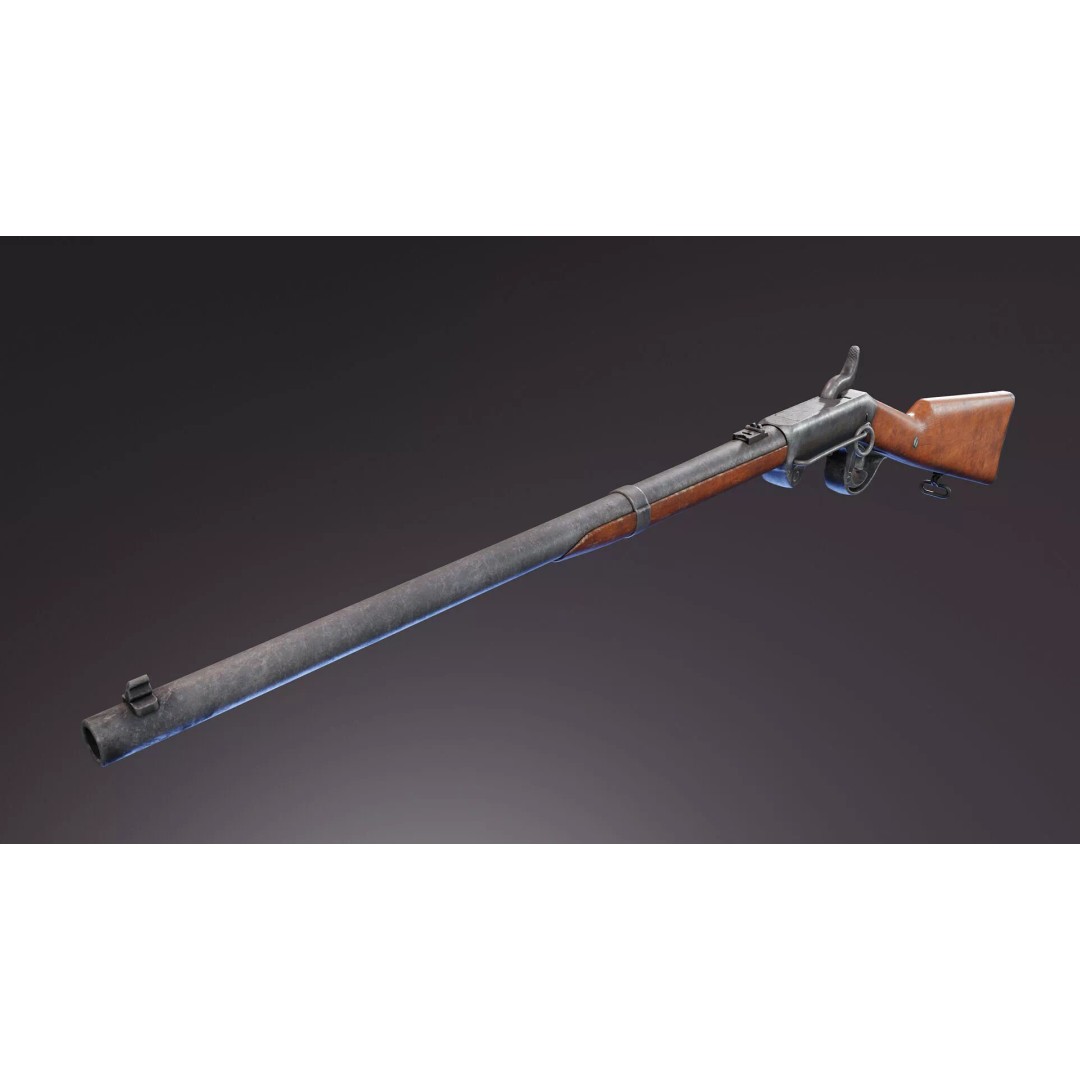 Burnside Carbine 3D Model – Low Poly Rigged Game Asset, FBX - View 8