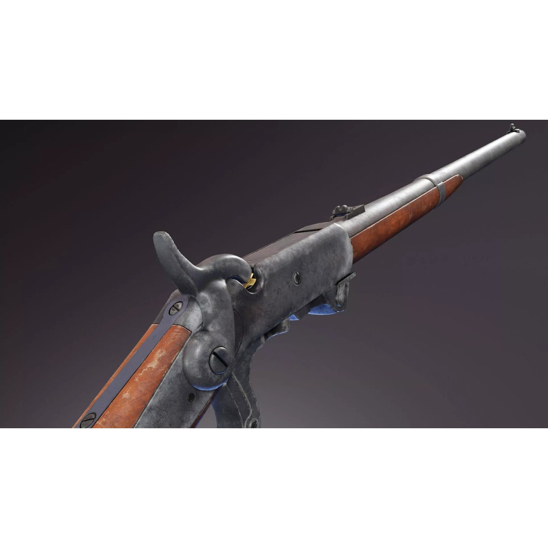 Burnside Carbine 3D Model – Low Poly Rigged Game Asset, FBX - View 9