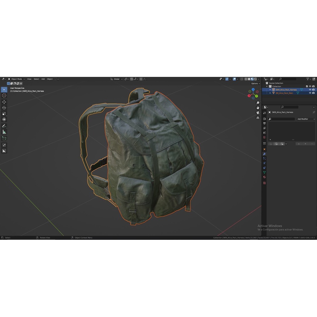 ALICE Pack 3D Model – Low Poly Game Ready Rucksack, FBX, OBJ