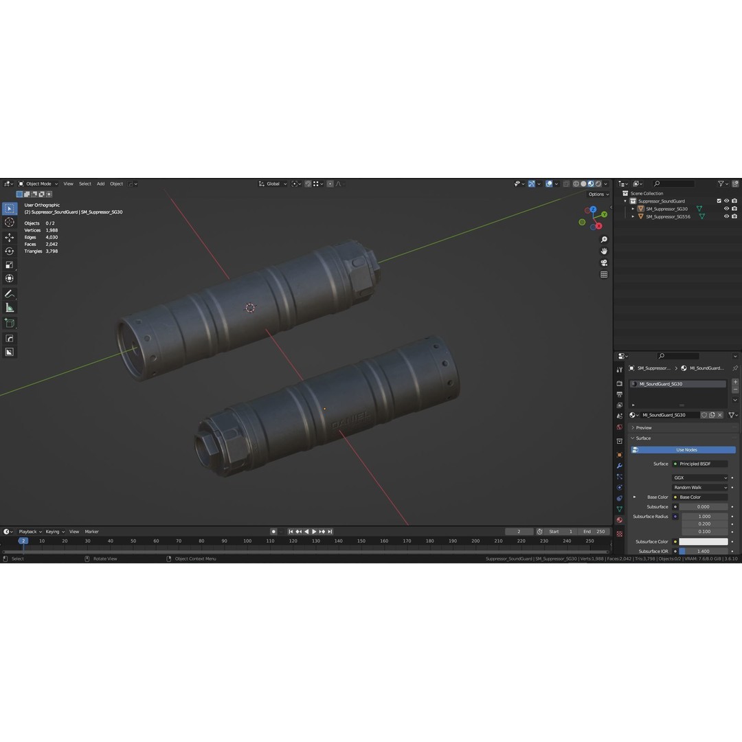 DD Sound Guard Suppressor 3D Model – Low Poly Game Asset, FBX, OBJ