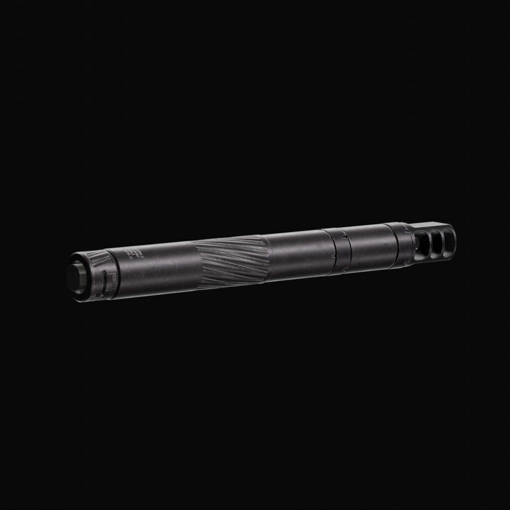 Thunder Beast Ultra 50 Suppressor 3D Model – Low Poly PBR Game Asset, FBX - View 3