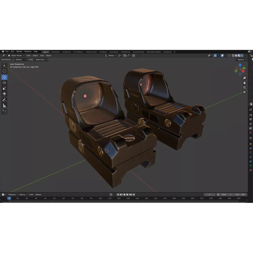 Red Dot Sight 3D Model – Low Poly PBR Game Asset, FBX/Blender - View 23