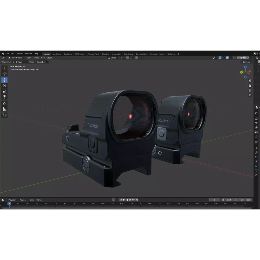 Red Dot Sight 3D Model – Low Poly PBR Game Asset, FBX/Blender - View 24