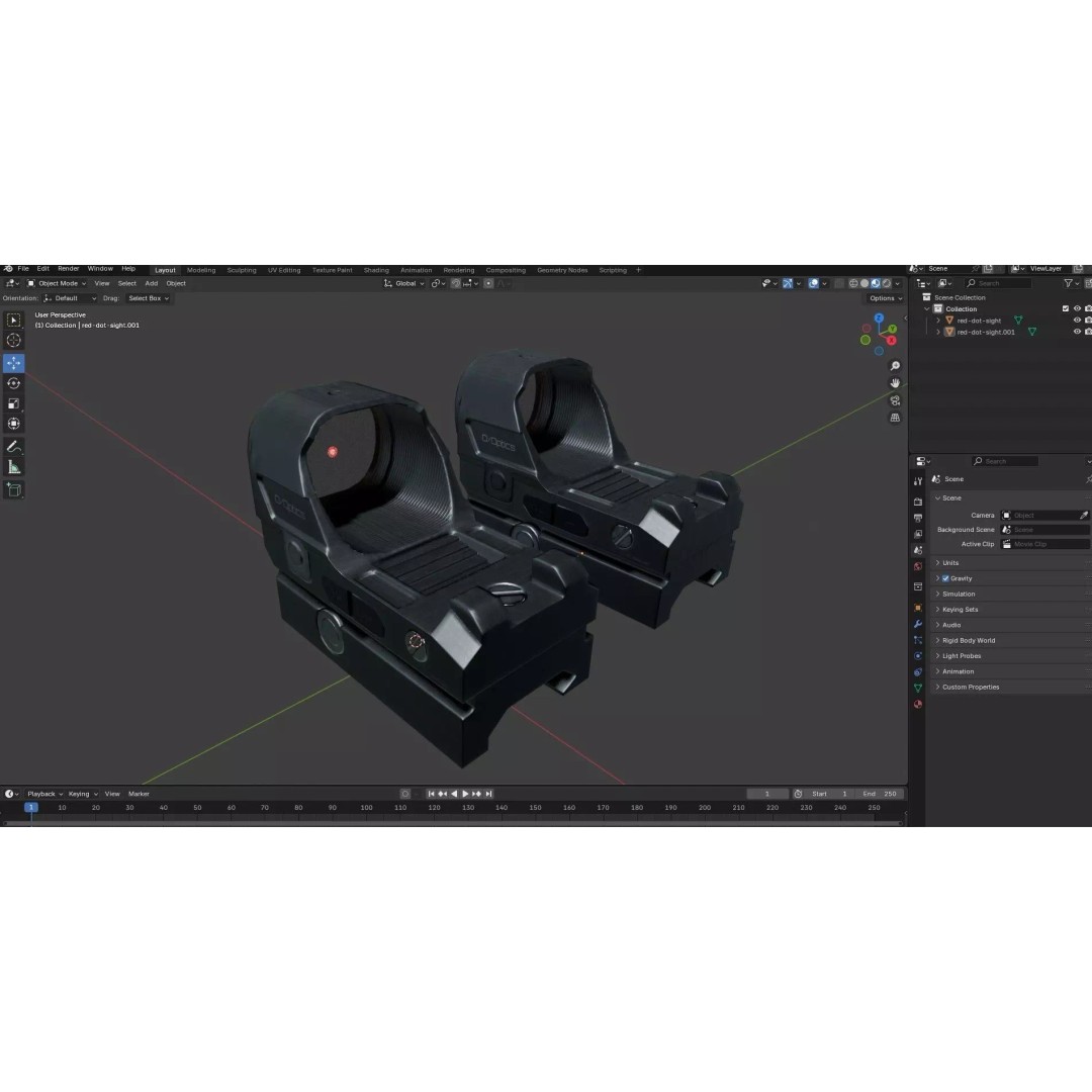 Red Dot Sight 3D Model – Low Poly PBR Game Asset, FBX/Blender - View 25