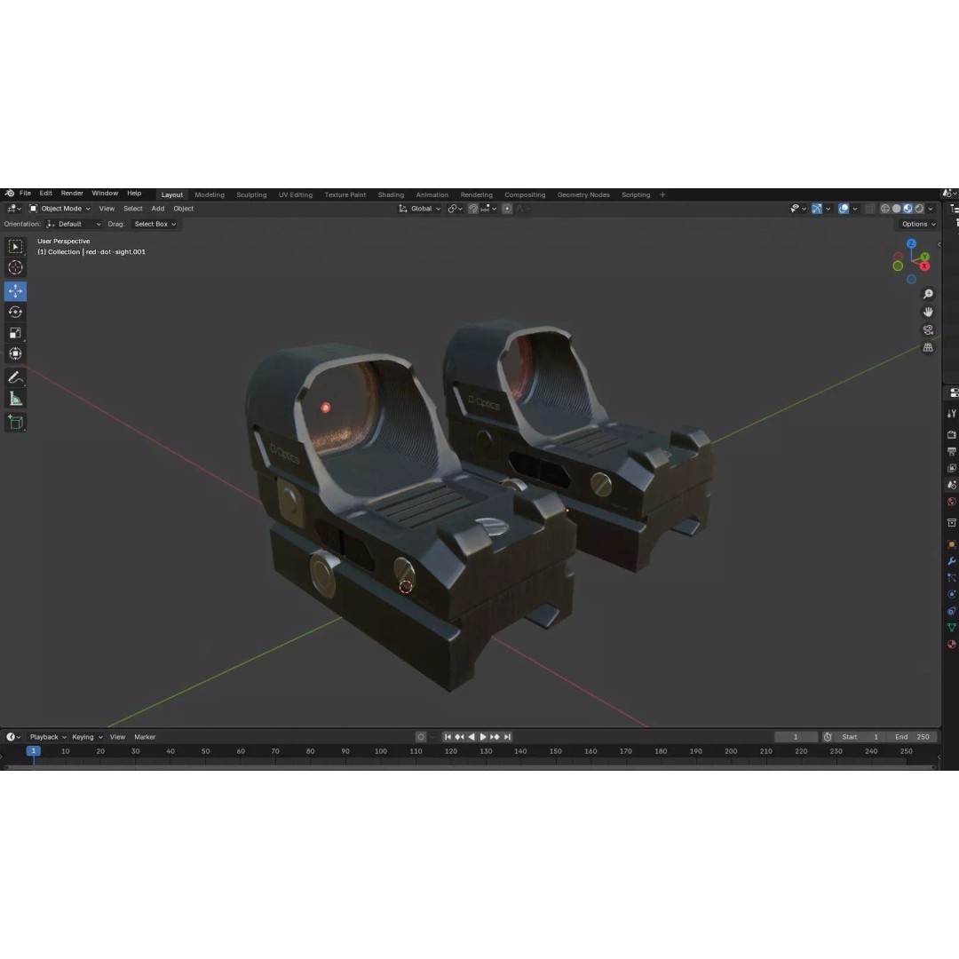 Red Dot Sight 3D Model – Low Poly PBR Game Asset, FBX/Blender - View 26