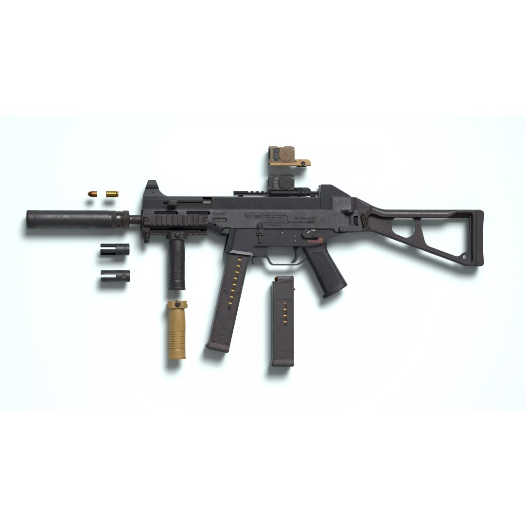 HK UMP 45 ACP 3D Model – Low Poly Game-Ready Tactical Pack, FBX - View 2