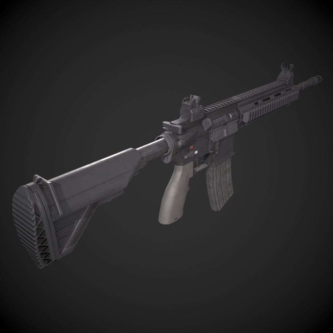 HK 416 3D Model – Low Poly Game-Ready Asset with PBR Textures