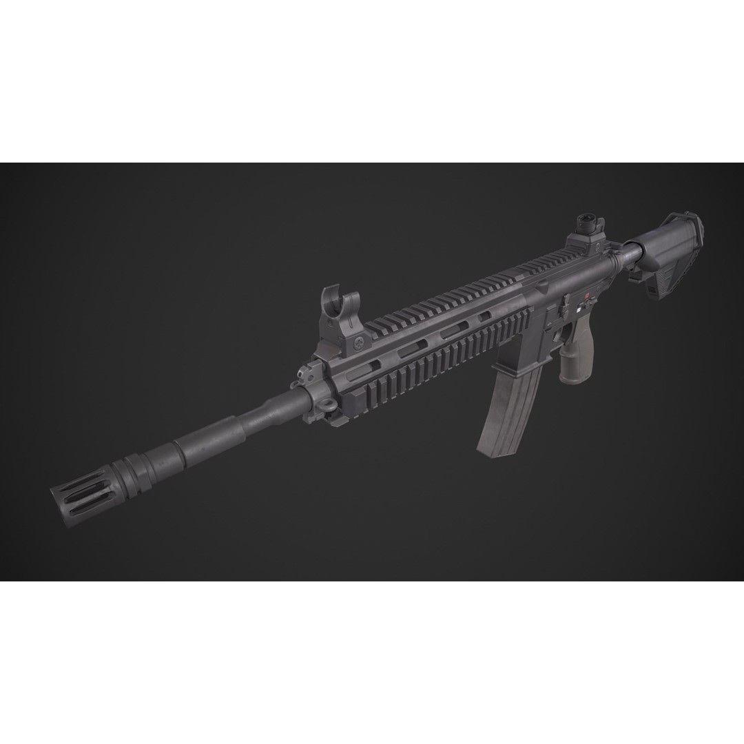 HK 416 3D Model – Low Poly Game-Ready Asset with PBR Textures - View 10