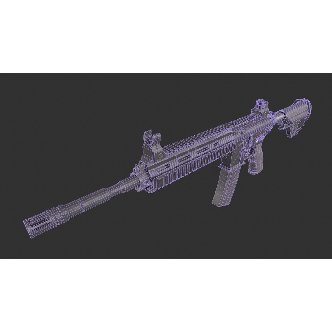 HK 416 3D Model – Low Poly Game-Ready Asset with PBR Textures - View 11
