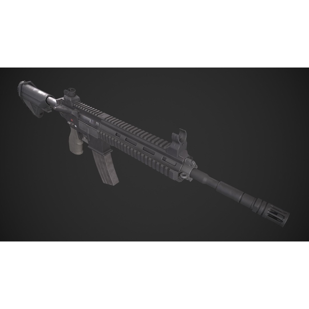 HK 416 3D Model – Low Poly Game-Ready Asset with PBR Textures - View 12
