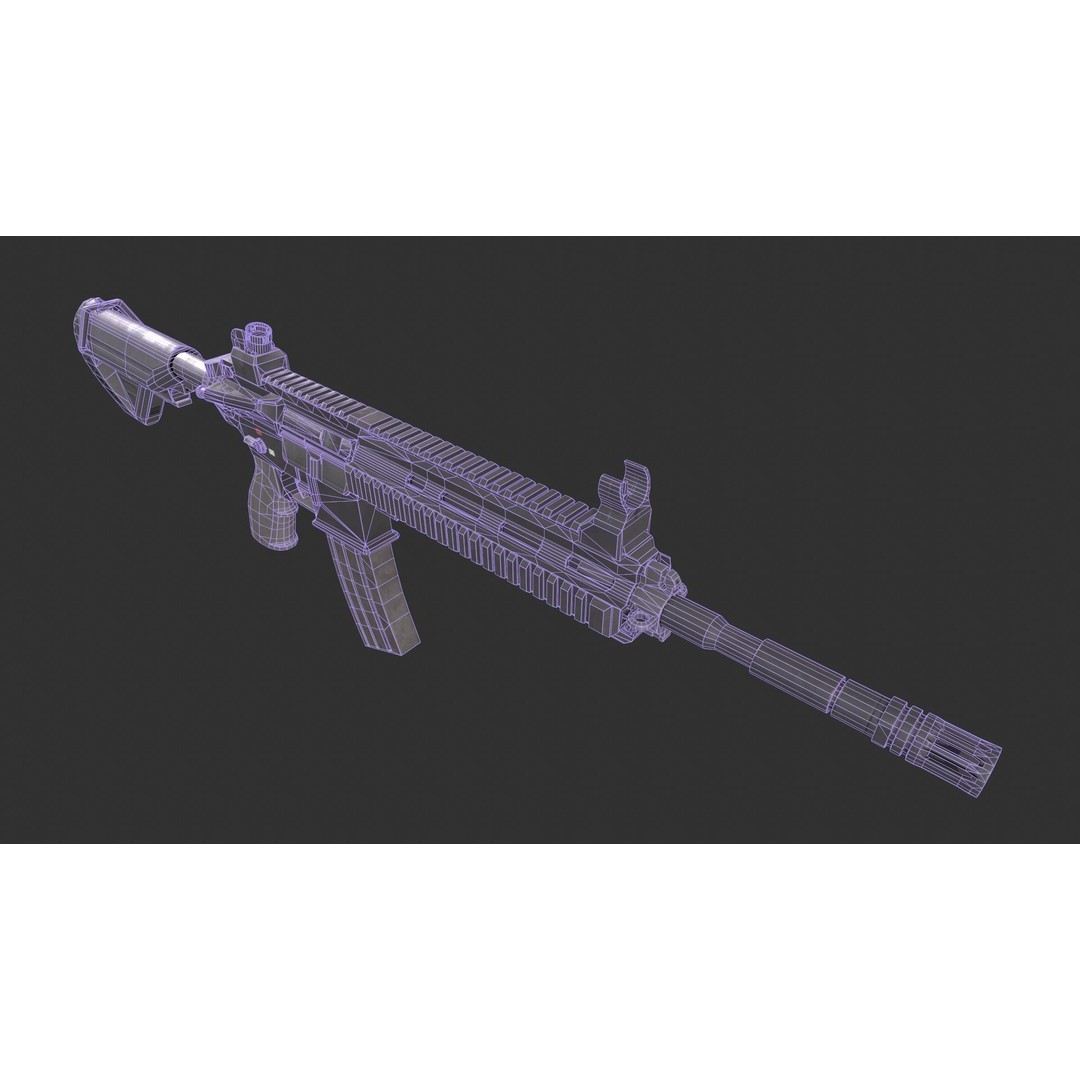 HK 416 3D Model – Low Poly Game-Ready Asset with PBR Textures - View 13