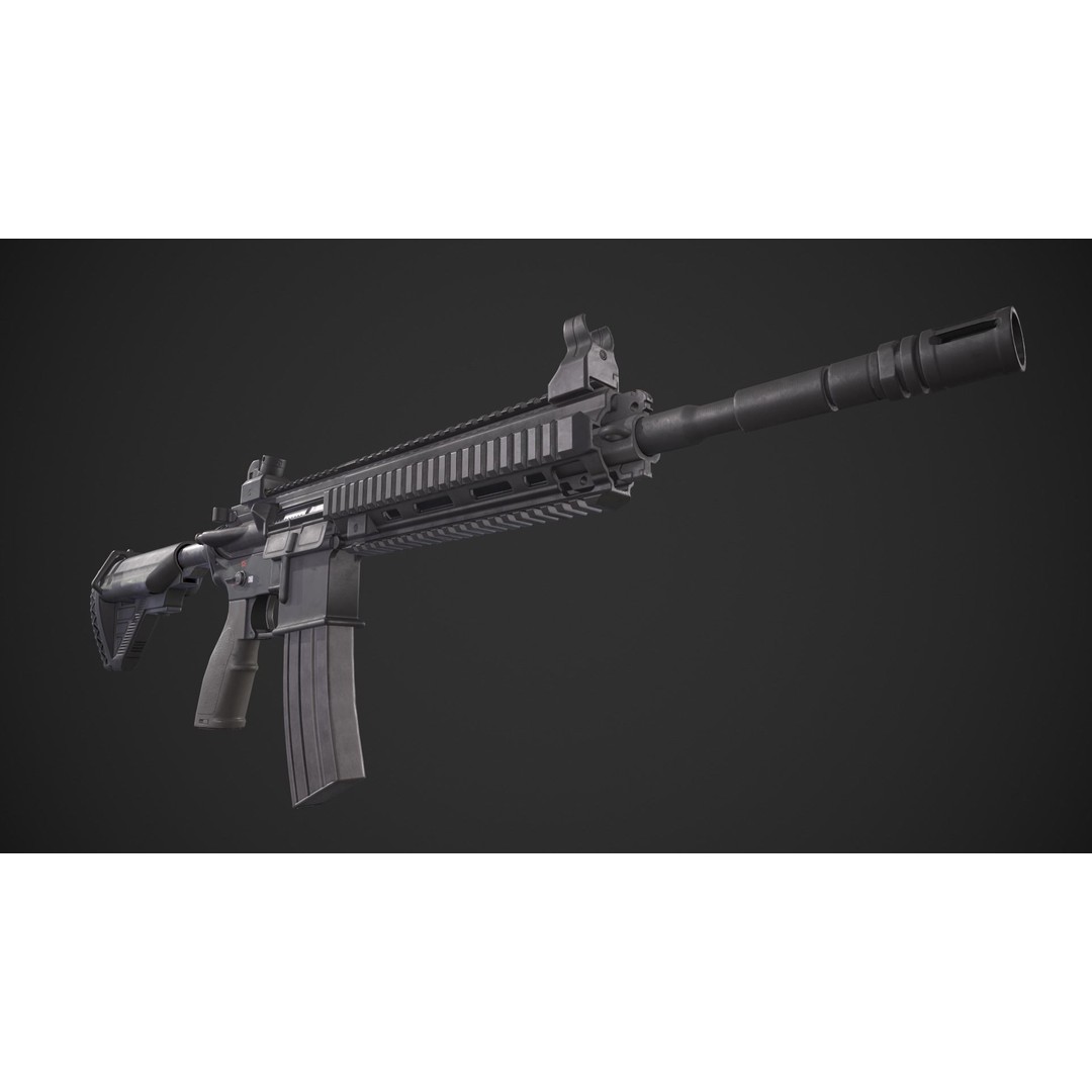 HK 416 3D Model – Low Poly Game-Ready Asset with PBR Textures - View 14