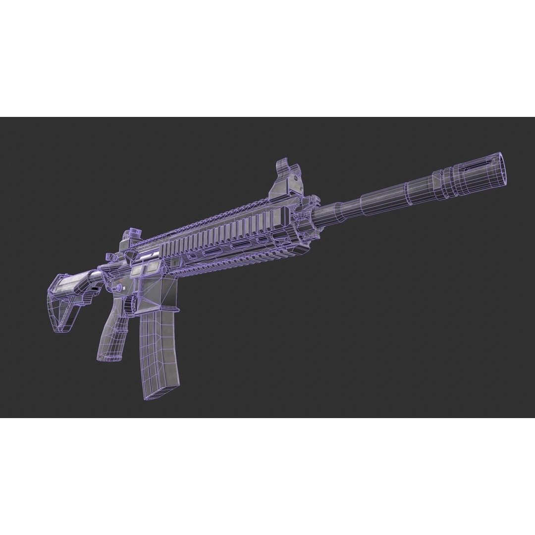 HK 416 3D Model – Low Poly Game-Ready Asset with PBR Textures - View 15