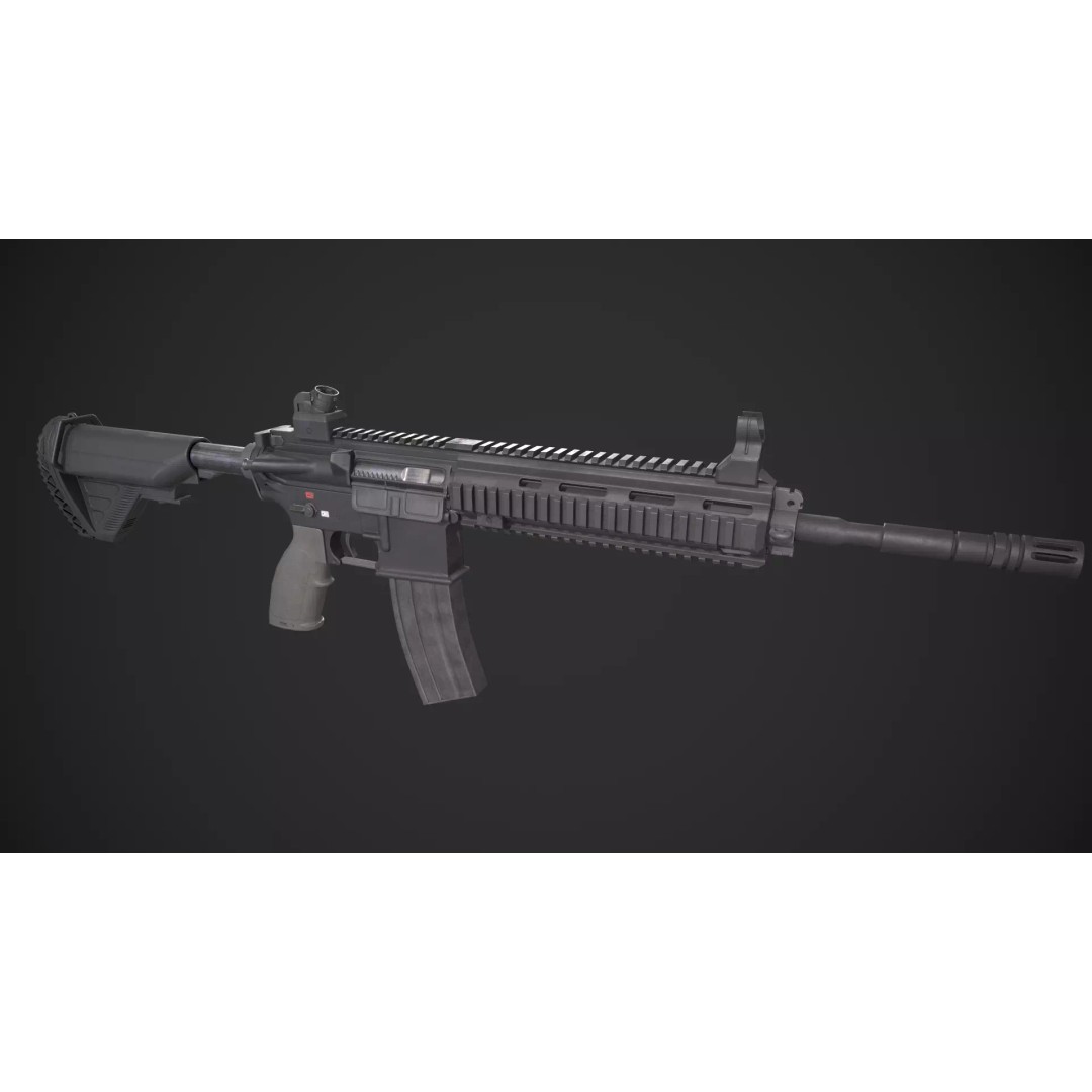HK 416 3D Model – Low Poly Game-Ready Asset with PBR Textures - View 2