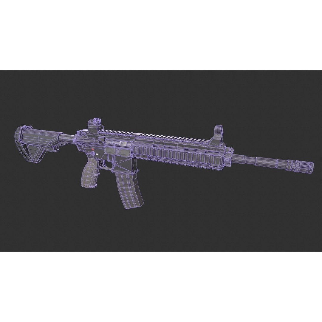 HK 416 3D Model – Low Poly Game-Ready Asset with PBR Textures - View 3