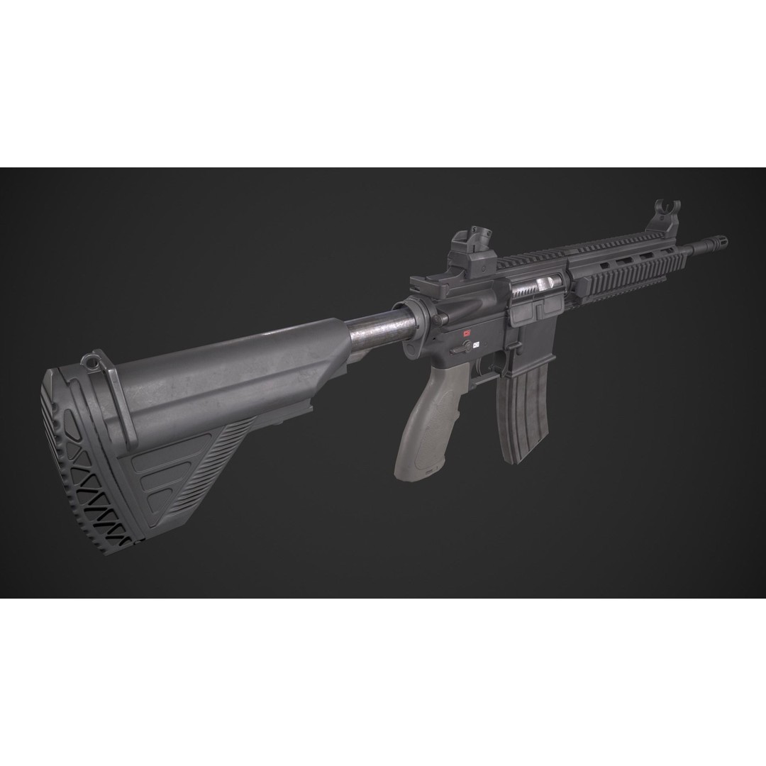 HK 416 3D Model – Low Poly Game-Ready Asset with PBR Textures - View 4
