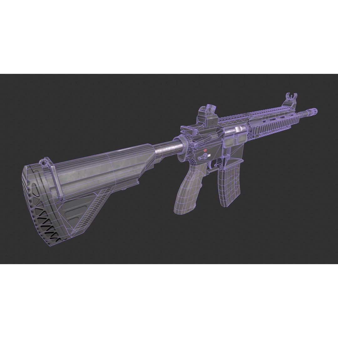 HK 416 3D Model – Low Poly Game-Ready Asset with PBR Textures - View 5