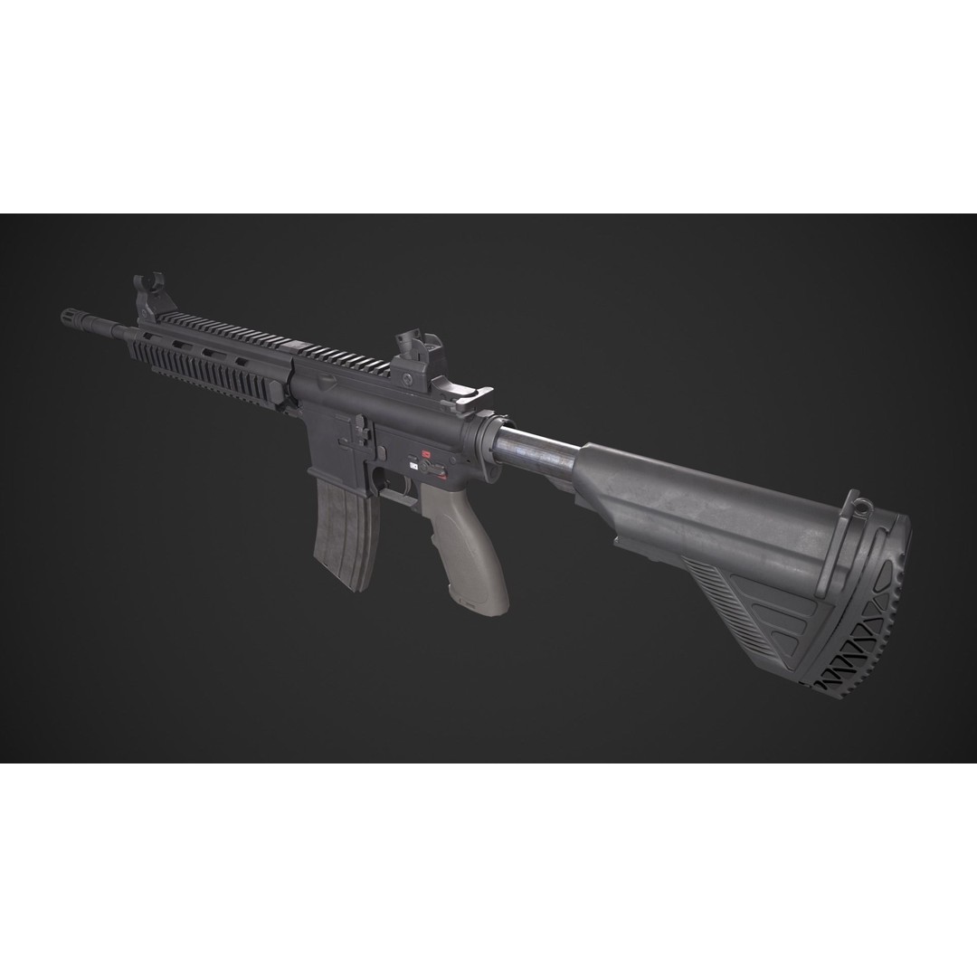 HK 416 3D Model – Low Poly Game-Ready Asset with PBR Textures - View 6